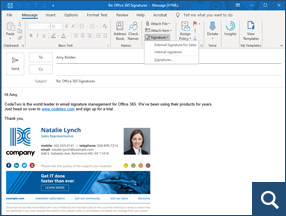 Signatures added directly in Outlook when you compose an email