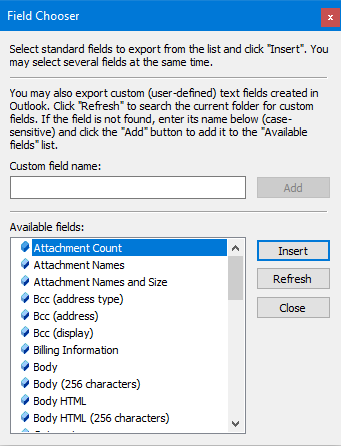 File chooser in CodeTwo Outlook Export